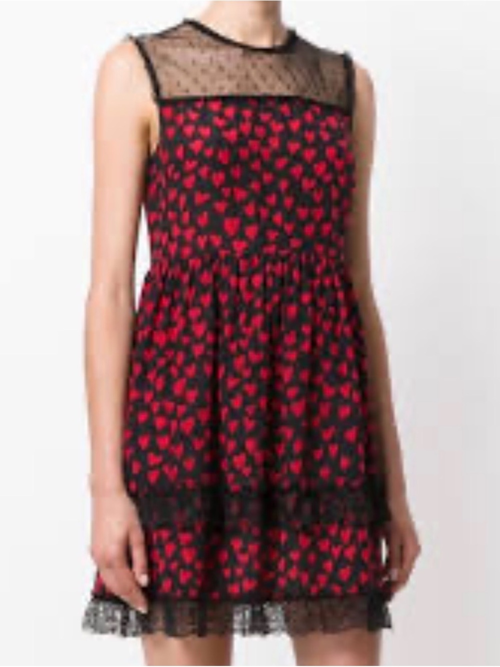 RED Valentino NWT $825 Heart 100% Silk Dress Lace Trim IT 38 US 2